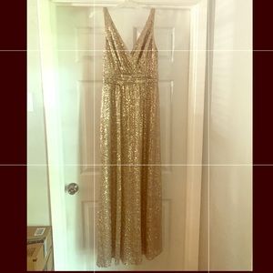 Gold sequin bridesmaids/prom dress